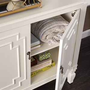 Safavieh Tropman Carved Door Accent Cabinet In Antique White With Turned Legs And Adjustable Shelf HZ1222405