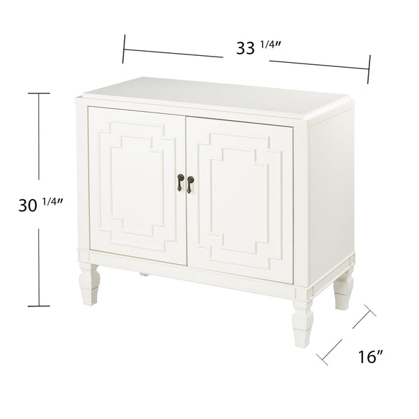 Safavieh Tropman Carved Door Accent Cabinet In Antique White With Turned Legs And Adjustable Shelf HZ1222405