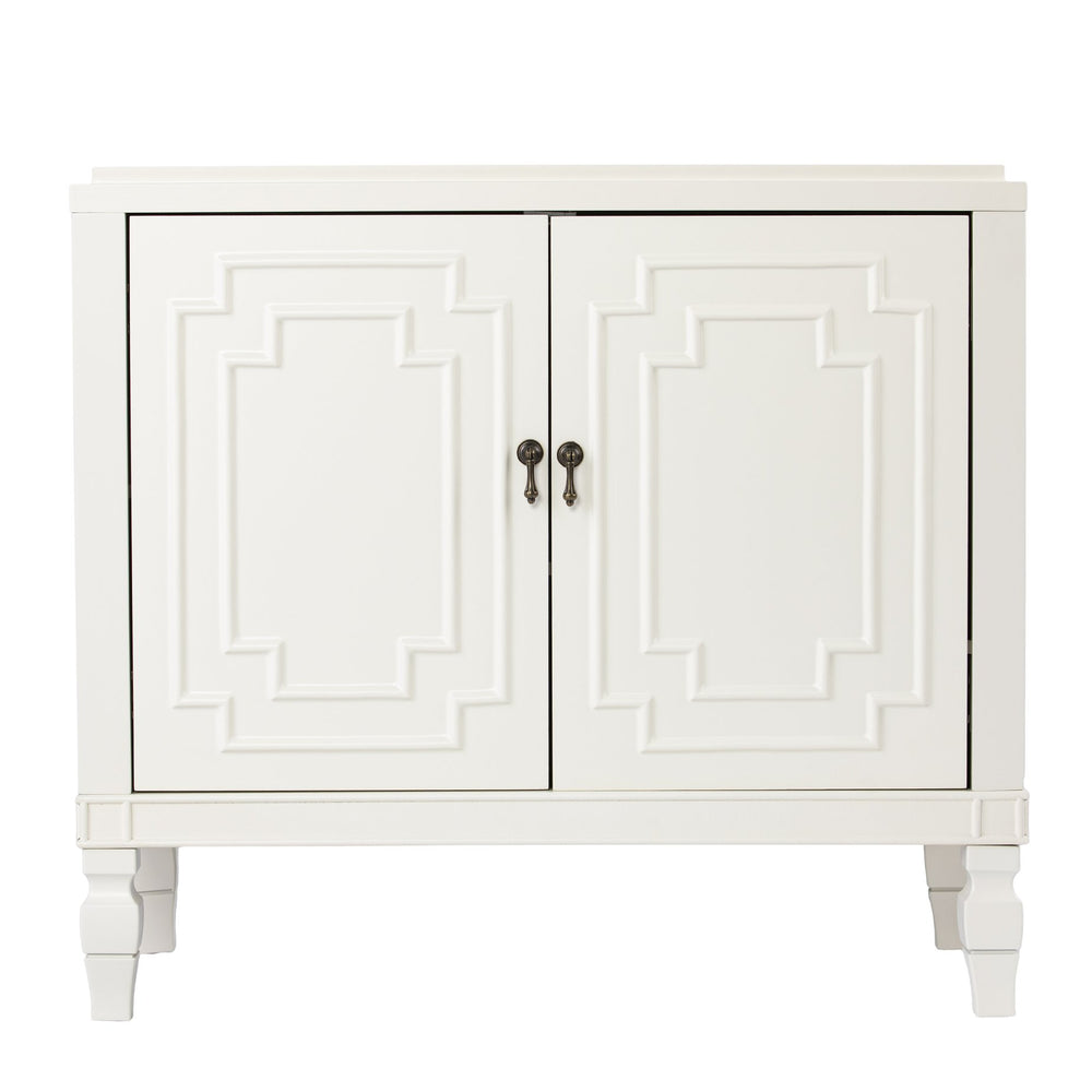 Safavieh Tropman Carved Door Accent Cabinet In Antique White With Turned Legs And Adjustable Shelf HZ1222405