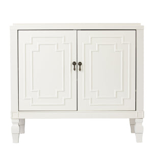 Safavieh Tropman Carved Door Accent Cabinet In Antique White With Turned Legs And Adjustable Shelf HZ1222405