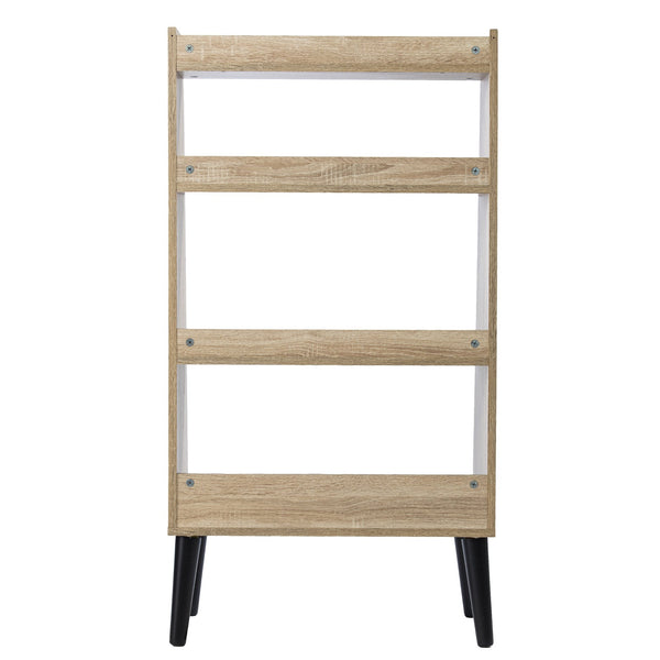 Safavieh Berritza Four Shelf Rubberwood Bookcase Midcentury Spindle Legs Living Room Display HZ1223438