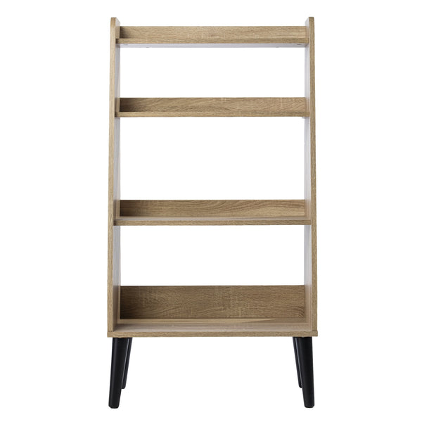 Safavieh Berritza Four Shelf Rubberwood Bookcase Midcentury Spindle Legs Living Room Display HZ1223438