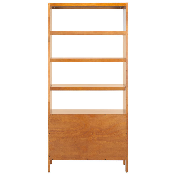 Safavieh Mainebury Tall Slim Open Bookcase Solid Wood And Mdf Shelving For Modern Living Spaces NATURAL HZ1272438