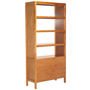 Safavieh Mainebury Tall Slim Open Bookcase Solid Wood And Mdf Shelving For Modern Living Spaces NATURAL HZ1272438