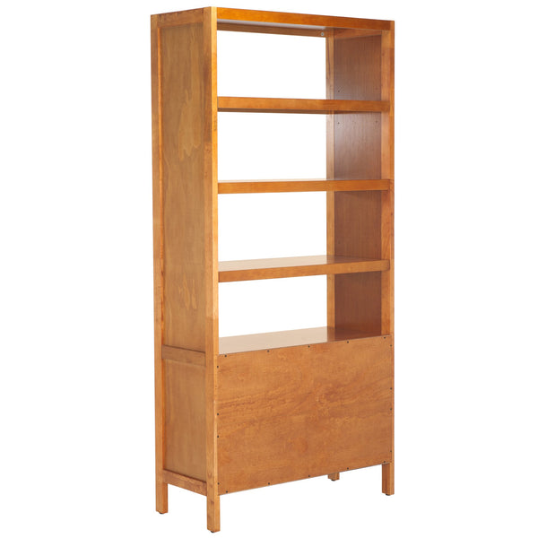 Safavieh Mainebury Tall Slim Open Bookcase Solid Wood And Mdf Shelving For Modern Living Spaces NATURAL HZ1272438