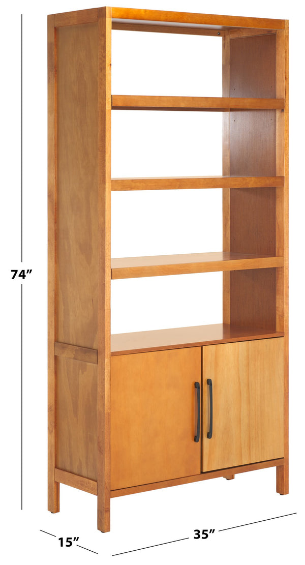 Safavieh Mainebury Tall Slim Open Bookcase Solid Wood And Mdf Shelving For Modern Living Spaces NATURAL HZ1272438