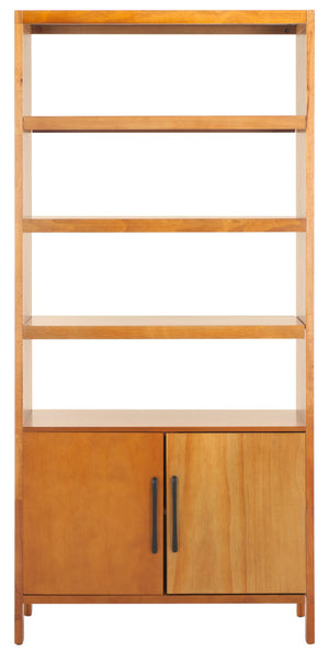 Safavieh Mainebury Tall Slim Open Bookcase Solid Wood And Mdf Shelving For Modern Living Spaces NATURAL HZ1272438