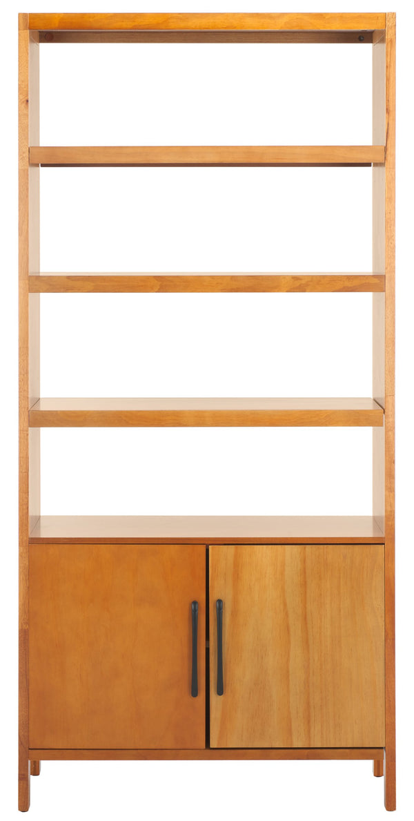 Safavieh Mainebury Tall Slim Open Bookcase Solid Wood And Mdf Shelving For Modern Living Spaces NATURAL HZ1272438