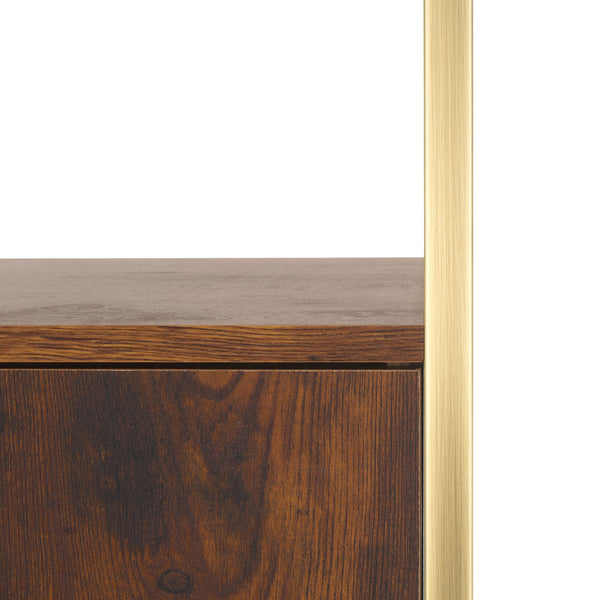 Safavieh Dayforth Tall Bar Cabinet With Mirror Accents Iron Frame Espresso Entertaining Storage ESPRESSO HZ1272841