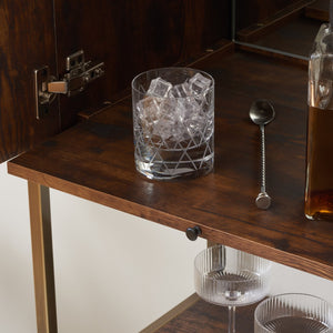 Safavieh Dayforth Tall Bar Cabinet With Mirror Accents Iron Frame Espresso Entertaining Storage ESPRESSO HZ1272841
