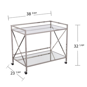 Safavieh Maxton Rolling Bar Cart With Tempered Glass Shelves And Iron Frame For Modern Entertaining CHARCOAL HZ2040