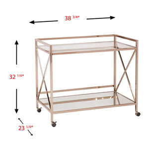 Safavieh Maxton Rolling Bar Cart With Tempered Glass Shelves And Iron Frame For Modern Entertaining GOLD HZ2041