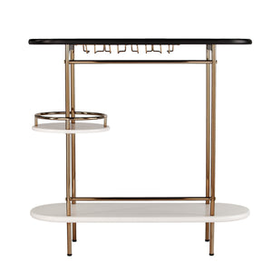 Safavieh Dagney Modern Bar Table With Stemware Racks Open Shelving And Iron Frame For Small Spaces HZ2053