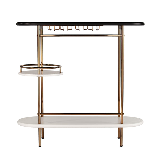 Safavieh Dagney Modern Bar Table With Stemware Racks Open Shelving And Iron Frame For Small Spaces HZ2053