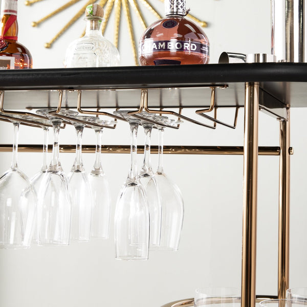 Safavieh Dagney Modern Bar Table With Stemware Racks Open Shelving And Iron Frame For Small Spaces HZ2053