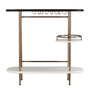 Safavieh Dagney Modern Bar Table With Stemware Racks Open Shelving And Iron Frame For Small Spaces HZ2053