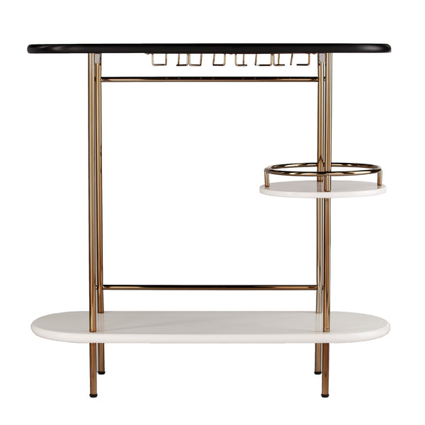 Safavieh Dagney Modern Bar Table With Stemware Racks Open Shelving And Iron Frame For Small Spaces HZ2053