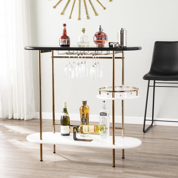 Safavieh Dagney Modern Bar Table With Stemware Racks Open Shelving And Iron Frame For Small Spaces HZ2053