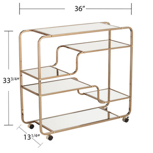 Safavieh Maylynn Art Deco Mirrored Bar Cart With Rolling Casters For Glam Entertaining Spaces HZ2056