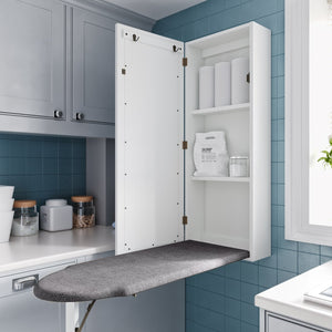 Safavieh Rowden Mirrored Cabinet Ironing Center With Fold Out Board And Interior Shelved Storage HZ3480