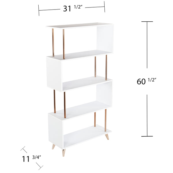 Safavieh Beckerman Asymmetrical Etagere Five Shelf Iron Frame Bookcase For Modern Living Spaces HZ3579