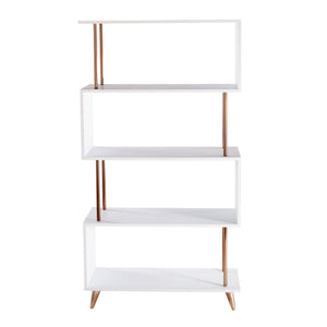 Safavieh Beckerman Asymmetrical Etagere Five Shelf Iron Frame Bookcase For Modern Living Spaces HZ3579