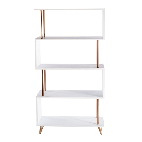 Safavieh Beckerman Asymmetrical Etagere Five Shelf Iron Frame Bookcase For Modern Living Spaces HZ3579