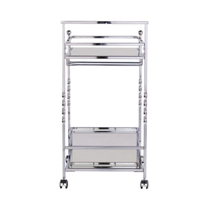 Safavieh Ivers Mirrored Glass Bar Cart With Iron Frame Stemware Racks And Locking Casters HZ3586
