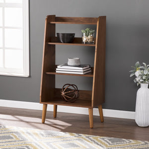 Safavieh Berritza Walnut Veneer Midcentury Bookshelf With Spindle Legs For Office Or Living Room HZ4052