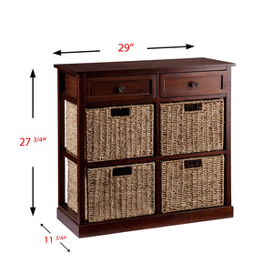 Safavieh Kenton Coastal Seagrass Basket Storage Chest With Mahogany Frame For Bedroom Or Entryway HZ6754
