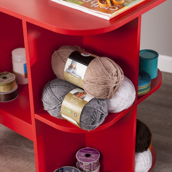 Safavieh Stradville Expandable Rolling Craft Table With Storage Shelves For Sewing Rooms HZ7665