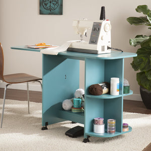 Safavieh Stradville Rolling Craft Station With Expandable Worktop And Four Side Storage Shelves HZ8665