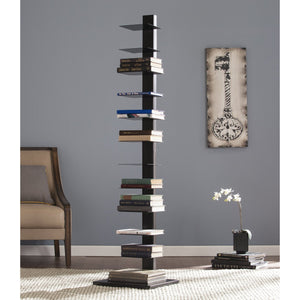 Safavieh Stewartby Spine Tower Shelf Slim Iron Frame 12 Vertical Storage For Small Spaces BLACK HZ9493