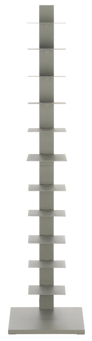Safavieh Stewartby Spine Tower Shelf Slim Iron Frame 12 Vertical Storage For Small Spaces GREY HZ9495