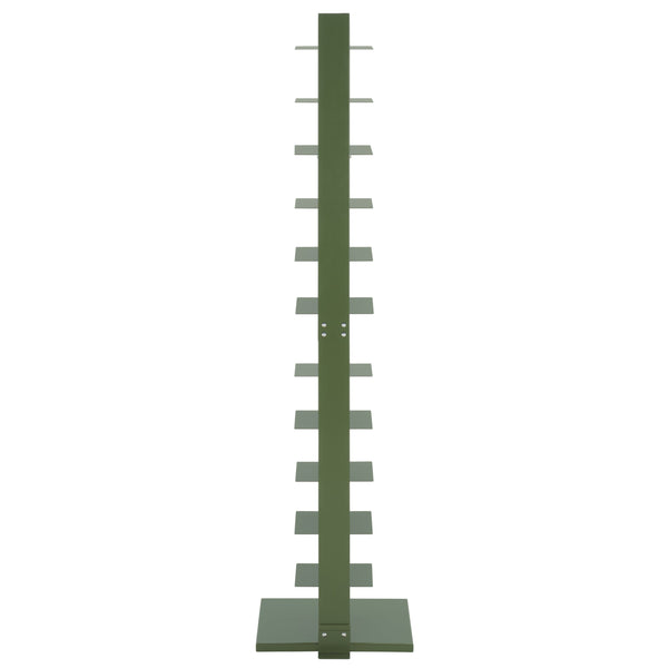 Safavieh Stewartby Spine Tower Shelf Slim Iron Frame 12 Vertical Storage For Small Spaces GARDEN GREEN HZ9496