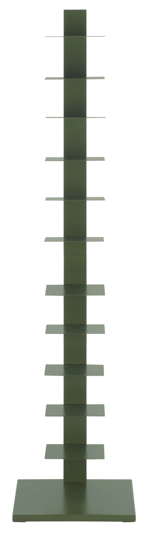 Safavieh Stewartby Spine Tower Shelf Slim Iron Frame 12 Vertical Storage For Small Spaces GARDEN GREEN HZ9496