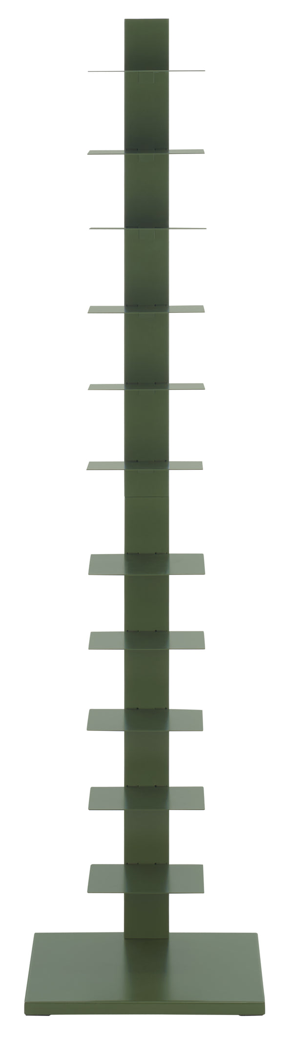 Safavieh Stewartby Spine Tower Shelf Slim Iron Frame 12 Vertical Storage For Small Spaces GARDEN GREEN HZ9496