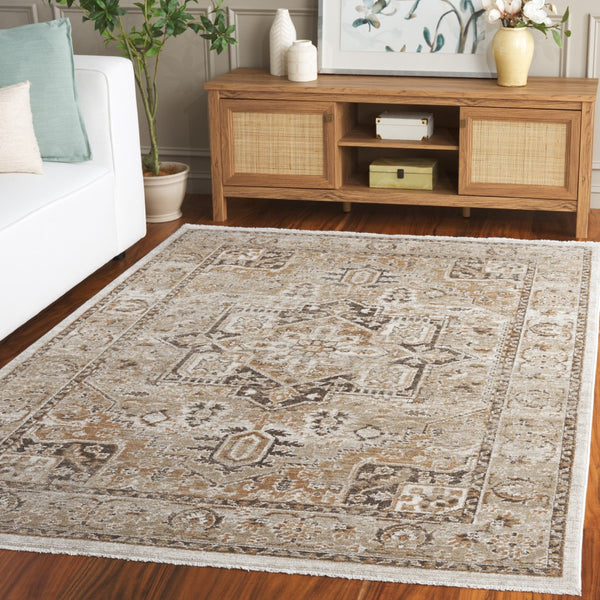 Safavieh Hazel Area Rug - Luxurious Transitional Design For Enhanced Style And Comfort In Any Space Beige ,Brown 50% Polyester,50% Polypropylene Hzl500b-8
