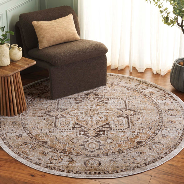Safavieh Hazel Area Rug - Luxurious Transitional Design For Enhanced Style And Comfort In Any Space Beige ,Brown 50% Polyester,50% Polypropylene Hzl500b-8