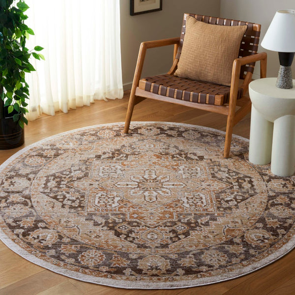 Safavieh Hazel Area Rug - Luxurious Transitional Design For Enhanced Style And Comfort In Any Space Gold ,Brown 50% Polyester,50% Polypropylene Hzl500d-4