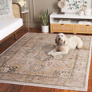 Safavieh Hazel Area Rug - Luxurious Transitional Design For Enhanced Style And Comfort In Any Space Taupe ,Green 50% Polyester,50% Polypropylene Hzl500e-9