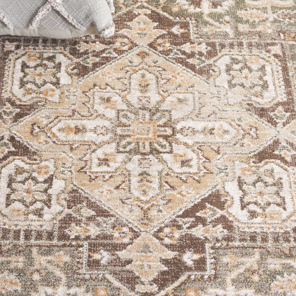 Safavieh Hazel Transitional Area Rug Runner - Elegant Turkish Design For Sophisticated Home Decor & Comfort Green ,Brown 50% Polyester,50% Polypropylene Hzl500y-5