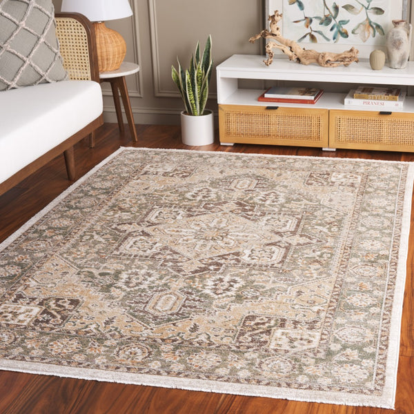 Safavieh Hazel Area Rug - Luxurious Transitional Design For Enhanced Style And Comfort In Any Space Green ,Brown 50% Polyester,50% Polypropylene Hzl500y-4