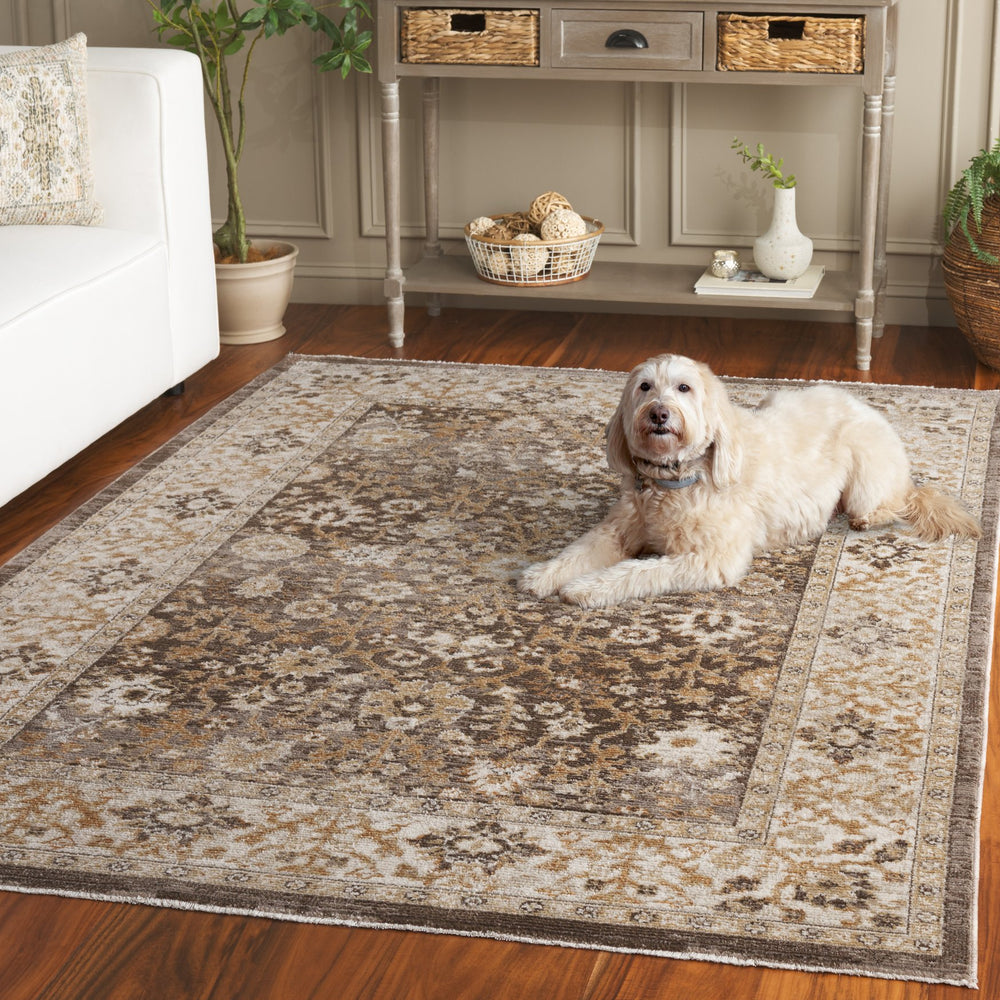 Safavieh Hazel Transitional Area Rug - Elegant Brown And Ivory Design, Durable Power Loomed Turkish Craftsmanship Brown ,Ivory 50% Polyester,50% Polypropylene Hzl502t-5