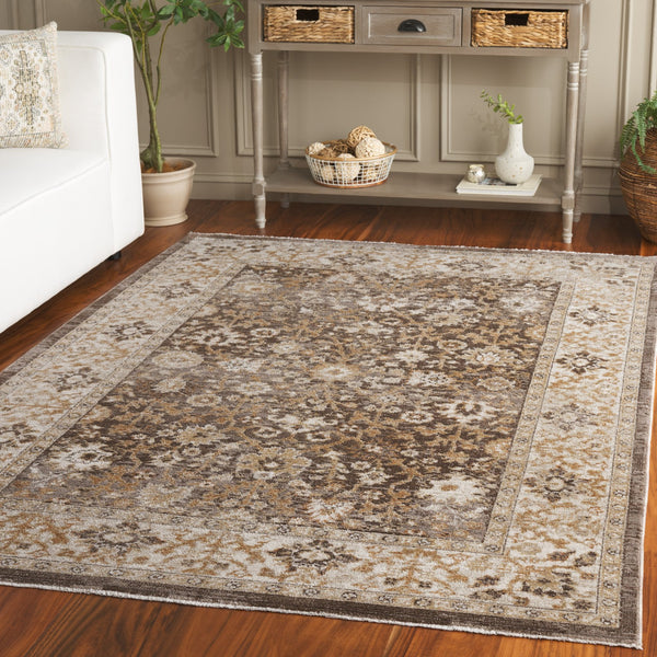 Safavieh Hazel Transitional Area Rug - Elegant Brown And Ivory Design, Durable Power Loomed Turkish Craftsmanship Brown ,Ivory 50% Polyester,50% Polypropylene Hzl502t-5