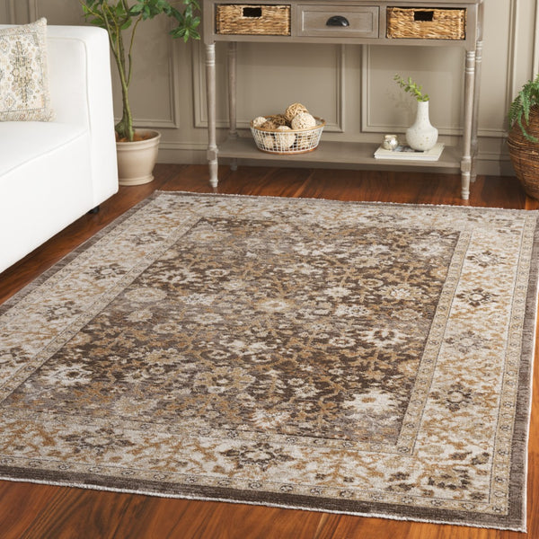 Safavieh Hazel Elegant Transitional Area Rug With Botanical Motifs - Luxurious Comfort For Any Space Brown ,Ivory 50% Polyester,50% Polypropylene Hzl502t-4