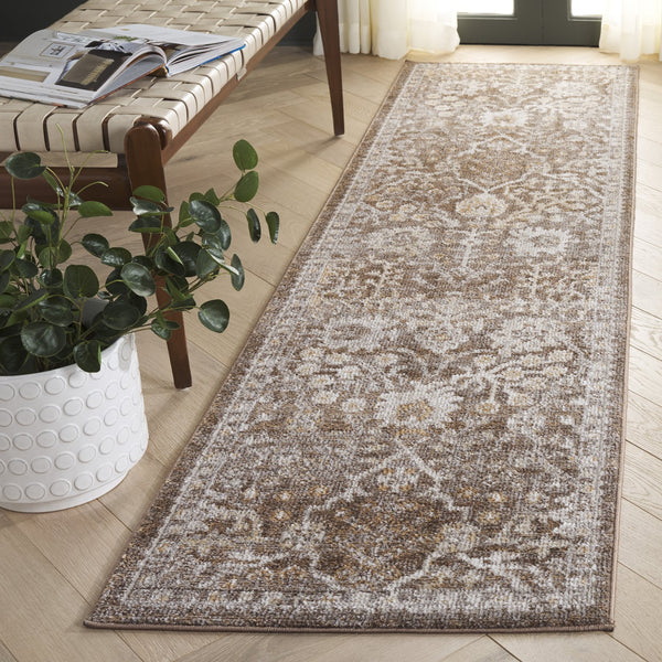 Safavieh Hazel Exquisite Runner Area Rug - Elegant Transitional Design For Hallways, Kitchens & Entryways Brown ,Ivory 50% Polyester,50% Polypropylene Hzl508t-28