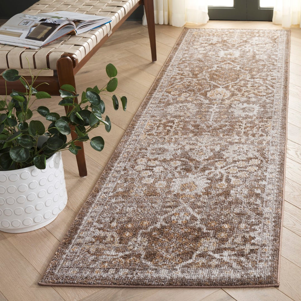 Safavieh Hazel Transitional Area Rug – Elegant Plush Design For Living Room, Bedroom, Or Office Decor Brown ,Ivory 50% Polyester,50% Polypropylene Hzl508t-4