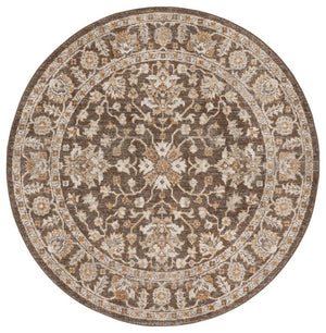 Safavieh Hazel Round Area Rug Power Loomed in Turkey Warm Brown Ivory Traditional Low Pile HZL510T-6R