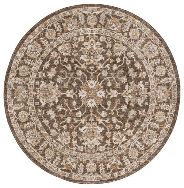 Safavieh Hazel Round Area Rug Power Loomed in Turkey Warm Brown Ivory Traditional Low Pile HZL510T-6R